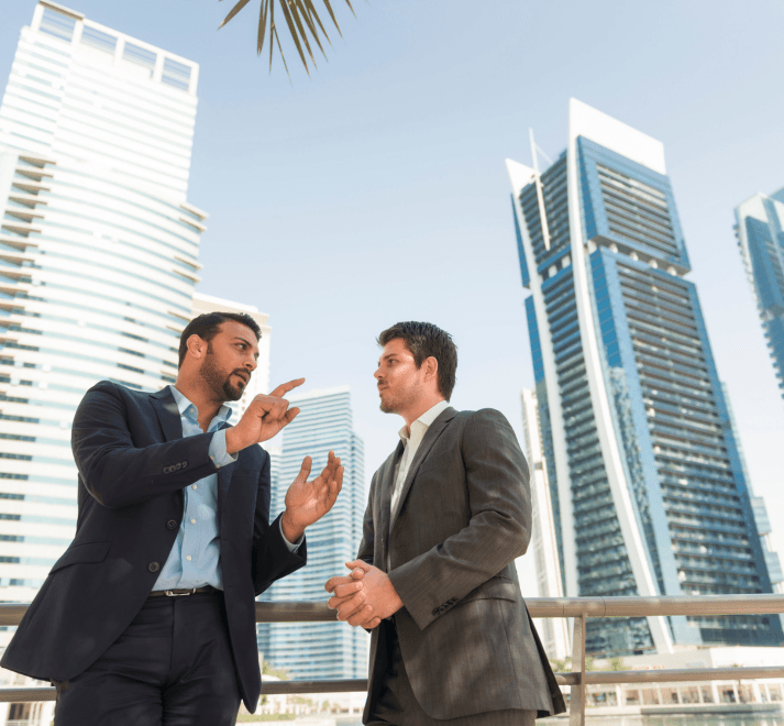 Handshake with house model